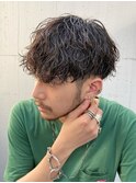ツイストスパイラルパーマツーブロックメンズマッシュパーマ