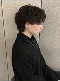 メンズセンターパートメンズパーマニュアンス波巻きスパイラル