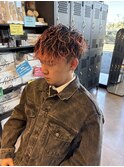 波巻きウェーブプードルパーマ×モーヴピンクメンズヘア20代30代