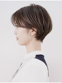 切りっぱなしショート・ボブ/絶壁解消/前髪なし/20代/30代/面長