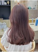 ブリーチなしダブルカラーピンクブラウンオレンジ透明感夏カラー