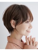 大人可愛い20代30代40代黒髪前下がりショートボブ丸みショート◎