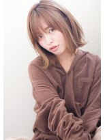 【添田】3Dカラー斜めバングな大人ボブ　グレージュ