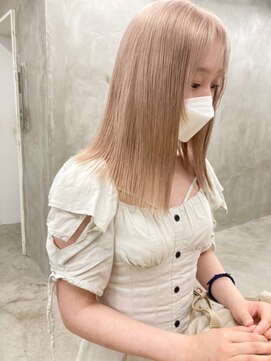 ソーコ 渋谷(SOCO) ミルクティーベージュダブルカラーインナーカラー韓国20代前髪