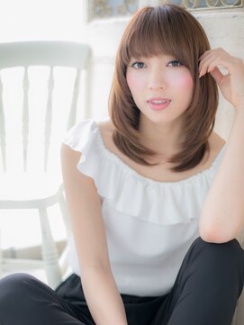 モッズ ヘア 福岡姪浜店(mod's hair) mod's姪浜/厚めバング艶カラー内巻き前下がりレイヤーカットh