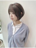 大人かわいいナチュラルショートボブ前髪あり髪質改善カラー