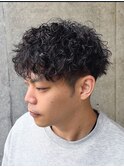 ツイスパ/刈り上げセンターパートフェザーパーマサーフカール