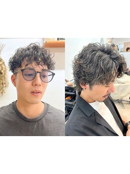 メンズメニュー豊富◎波巻きパーマなど骨格、髪質からカウンセリングをし、なりたい理想のイメージに。