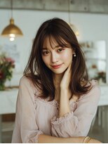 ラファンジュ ヘアー(Rohange hair)&nbsp;ラテグレージュ/韓国巻き/顔周りカット/スモーキーブラウン