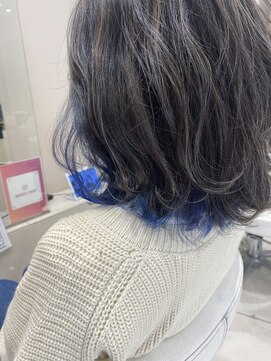 アヴァンス 深井店(AVANCE.) インナーカラーブルー×ボブレイヤー×ベージュ