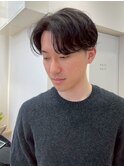 フェザーパーマセンターパートツーブロック韓国マッシュ