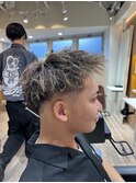 ブラウンベース金メッシュ×ツイストスパイラルパーマ