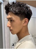 メンズセンターパートウルフセンターパートニュアンスパーマ襟足