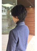 ショートパーマ黒髪ハイライトカラーホワイトアッシュ