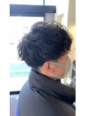 フェザーマッシュツイストパーマソフトツーブロックコンマヘア