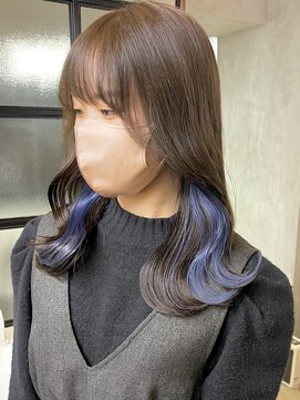 サクラ 岐阜(SAKURA) 仕事・学校でバレない隠せるインナーカラーブルー　岐阜美容室