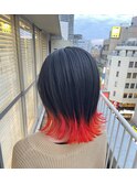 人気裾カラーミディアムスタイル夏ハイトーンカラー☆池袋東口