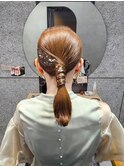 【札幌円山】へアセット/タイトポニー/結婚式ヘア/金箔ヘア