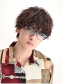 メガネにも似合う無造作シャドウパーマ メンズマッシュ