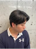 襟足は刈り上げないナチュラルセンターパートメンズヘア[下北沢]