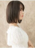 シースルーバングココアブラウン前下がりボブ310W上尾30代40代