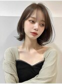 小顔外ハネミディアムアッシュ20代30代40代くびれミディ韓国ヘア