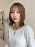 ミディアム レイヤーカット 顔周り 小顔 髪質改善