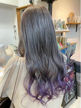 ロア 福岡天神本店(LORE) 裾カラー×パープルカラー×シルバーグレー