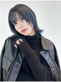 ミディアムウルフ_チェリーブラウンフェミニンロング_9368