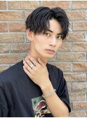 センターパートツーブロックマッシュソフトツイストパーマッシュ
