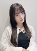 顔周りレイヤーカットグレージュカラーくびれボブベージュカラー