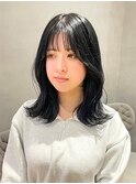 大人可愛いモテ髪20代30代40代くびれミディアム/暗髪@sarina
