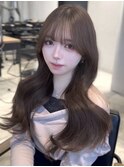 韓国レイヤーカット◎艶感ショコラグレージュ ゆるふわウェーブ