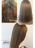 ブリーチ毛でもサラサラヘアへ縮毛矯正