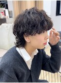 メンズマッシュウルフ/波巻きパーマ