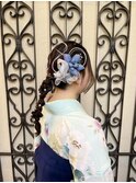 銀箔アレンジ/袴ヘアアレンジ/タイトポニー