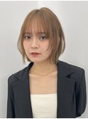 くびレイヤーボブルフネビージュ小顔ワンレンこなれミディ