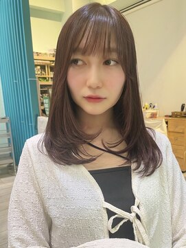 ヘアーメイクオズ(hair make O/S) 《kaito》くびレイヤーカットピンクピベージュワンカール