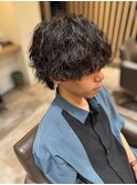 Hale刈り上げセンターパート波巻きツイストスパイラルパーマ30代