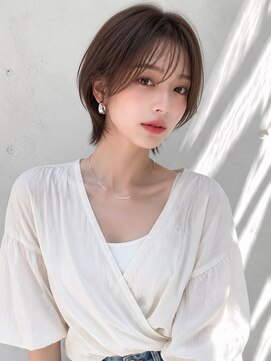ノア 三宮店(NOA) 【NOA】襟足長めショートボブ×シースルーバング｜ブラウン