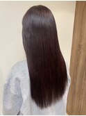 簡単スタイリング ニュアンスカラーサラ艶ロング バーガンディ