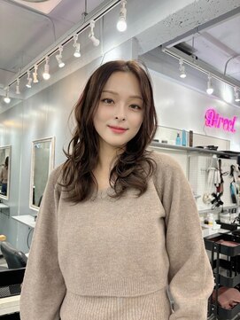 ディレクト 新宿(Direct) 韓国へアー/マロンベージュ/レイヤー/ロング/サイドバング/新宿