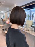 切りっぱなしボブ×髪質改善縮毛矯正×小顔前髪カット