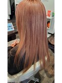 20代30代40代シアーピンクシースルーバングストレートロング