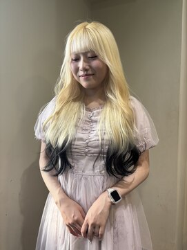 ラべリー 池袋(LOVELEY) 裾カラー ブロンド×ブラック【池袋】