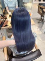 ヘアーメイクブランニュー セントラル 西大寺店(hair make Brand new central)&nbsp;寒色ネイビーブルーブラック韓国風ヘアカラーブリーチ20代