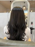 暗め艶カラー/オリーブグレージュ/秋カラーレイヤーカット