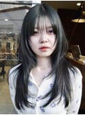 【macana指名】ロングレイヤーカットオリーブブラウン登戸ウルフ