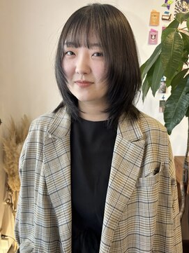 ヒツジ(hitsuji) グレージュ×ミディアムレイヤー