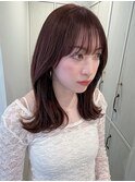 ミディアムレイヤー マロンブラウン ピンクベージュ ラベンダー
